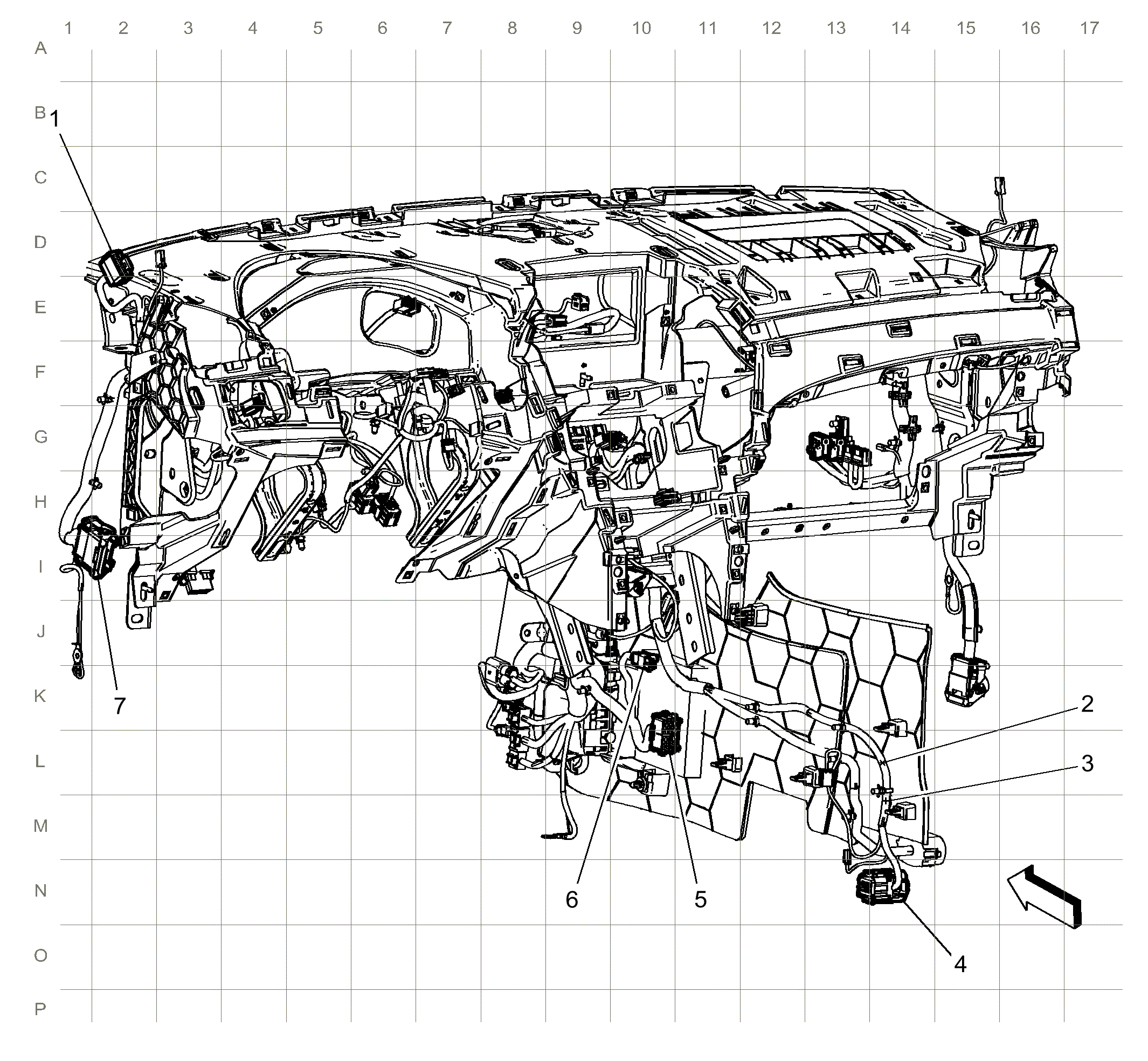 Instrument Panel Harness Routing - Front — 2014 Cadillac SRX ...